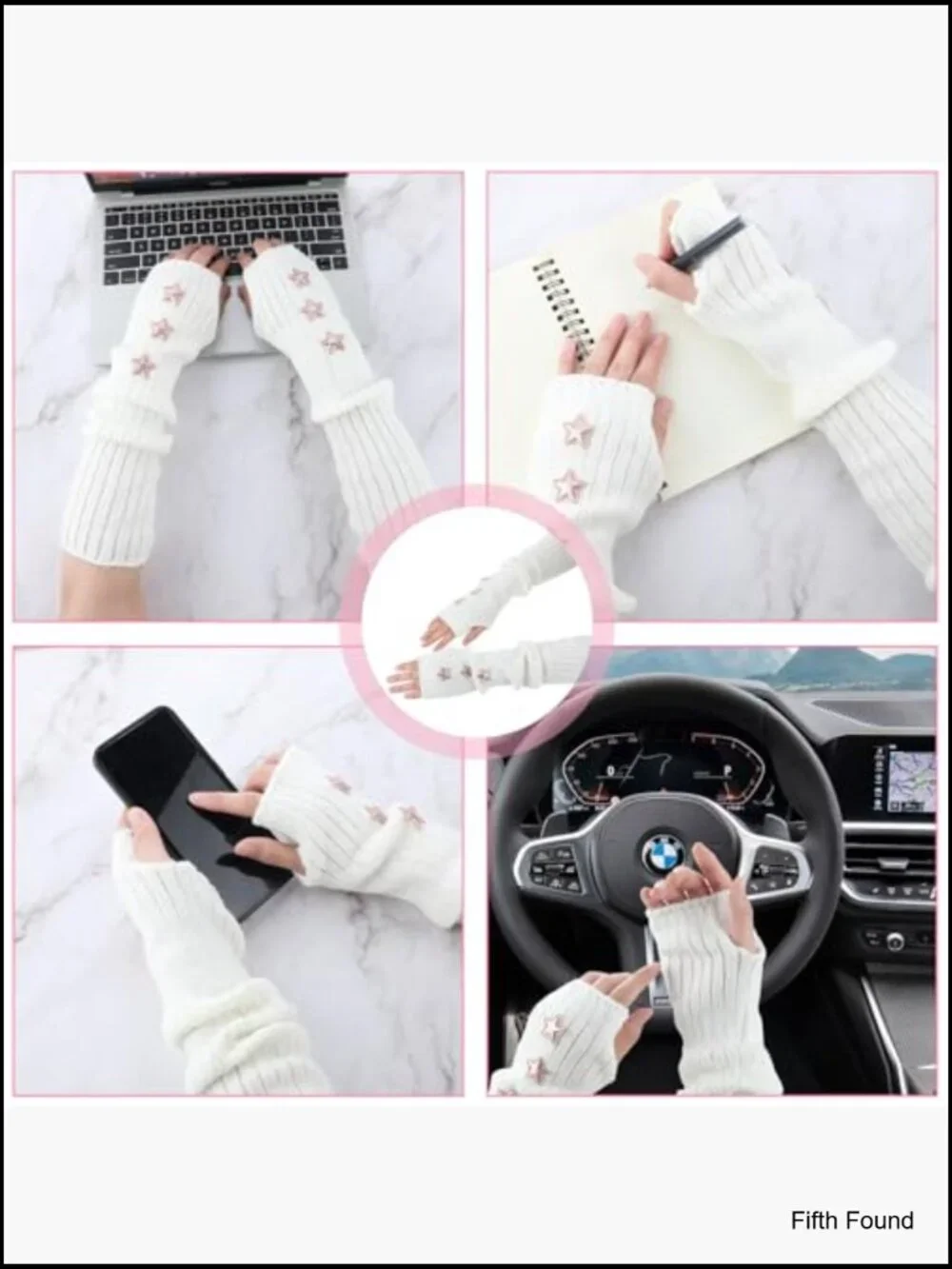 2-Pack Fingerless Knitted Arm Warmers with Thumb Holes